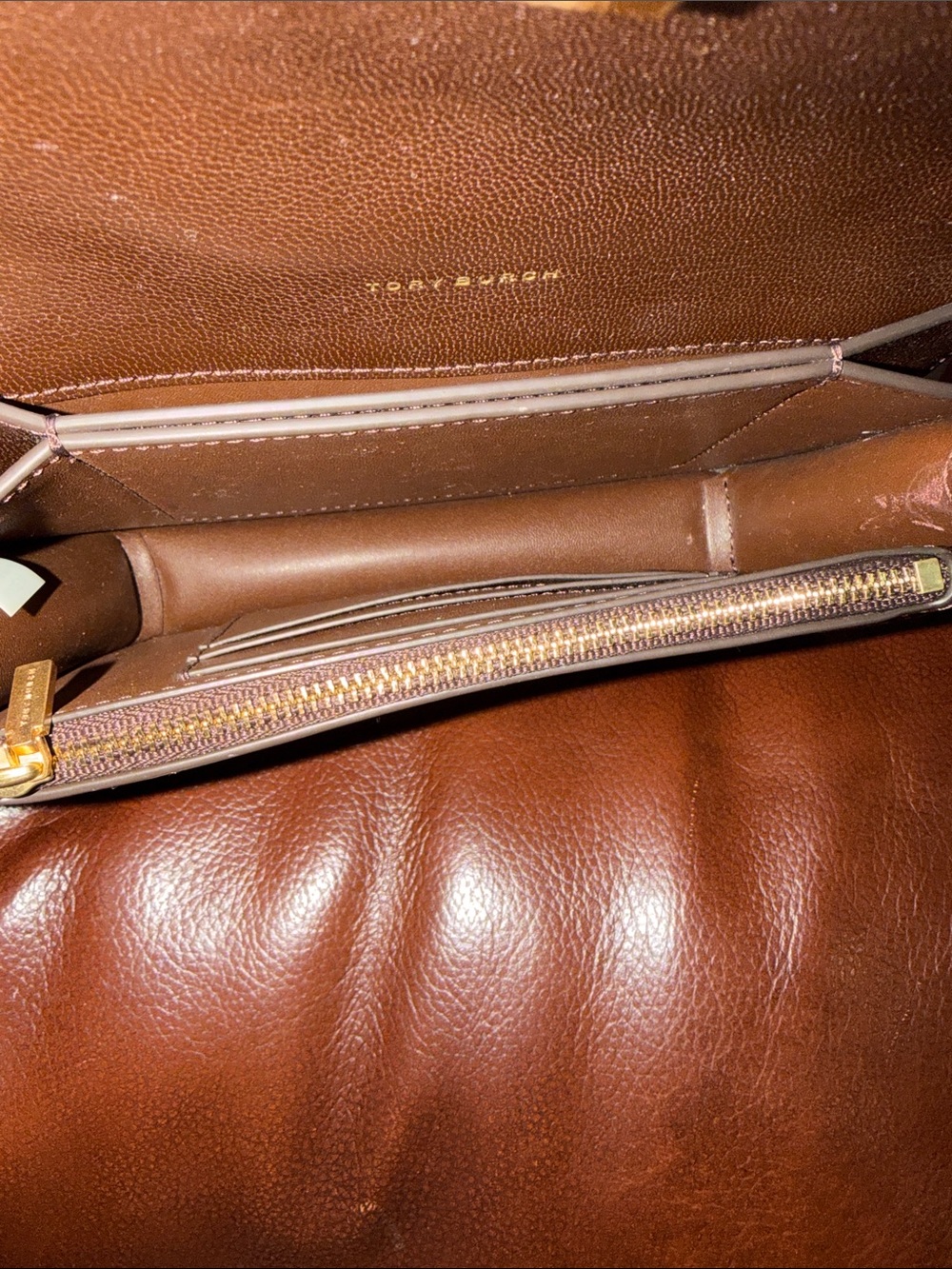 ‼️Tory Burch Eleanor Diamond Quilt Brown Leather Crossbody Bag - Picture 11 of 12